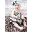 Leopard Baby Halter Jumpsuit Cream White Brown Pettiskirt With 1st Sparkle White Birthday Number Print JS3426